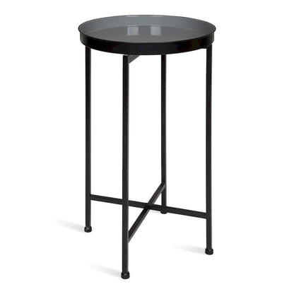 Kate and Laurel Celia Round Metal Tray/ Foldable Accent Table - 14x14x25.75