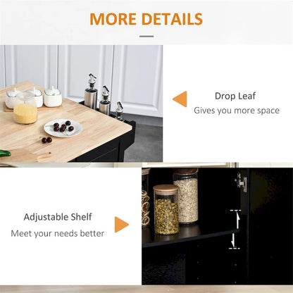 Mobile Wood Kitchen Island with Drawers and Towel Rack - N/A