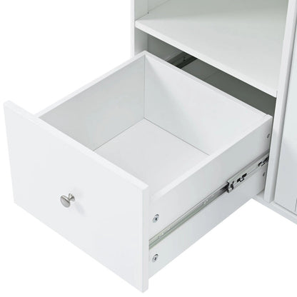 Rubberwood Kitchen Cart with Drop Leaf, Internal Storage Rack, Flip Cabinet Door, and 2 Drawers