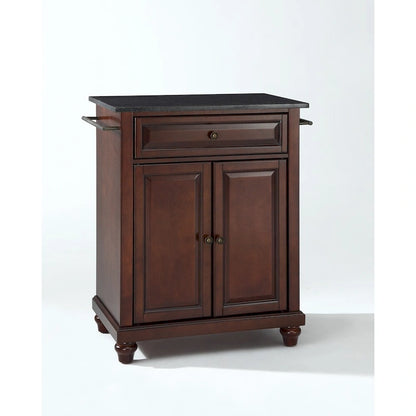 Crosley Cambridge Solid Black Granite Top Portable Kitchen Island in Vintage Mahogany Finish - 18d x 31w x 36h