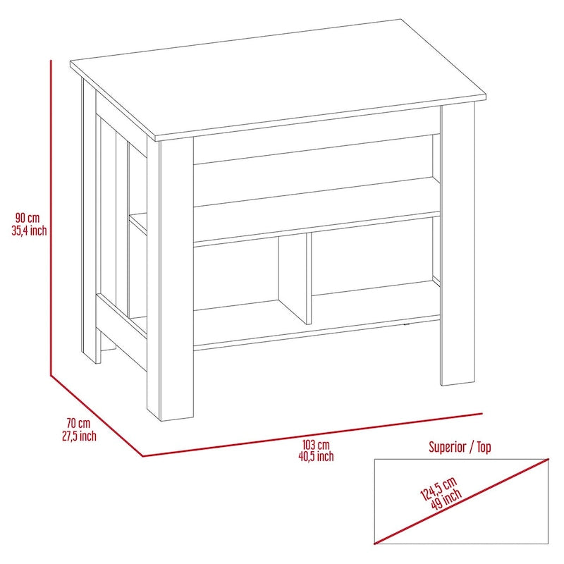 Rockaway 3-Shelf Kitchen Island White and Walnut