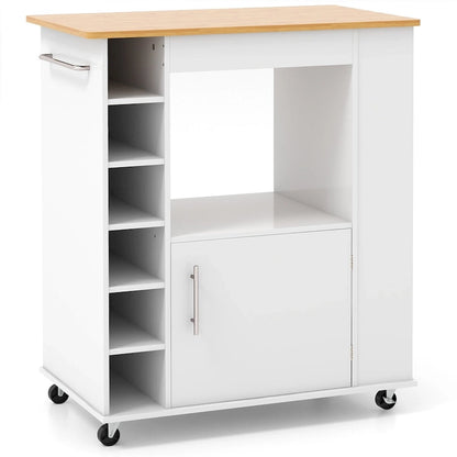 Kitchen Island Rolling Cart with Towel Rack Storage Cart on Wheels