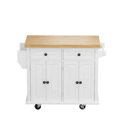 MDF Kitchen Cart with 4-Door and 2-Drawers, Spice Rack, Towel Rack
