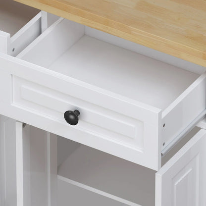 MDF Kitchen Cart with 4-Door and 2-Drawers, Spice Rack, Towel Rack