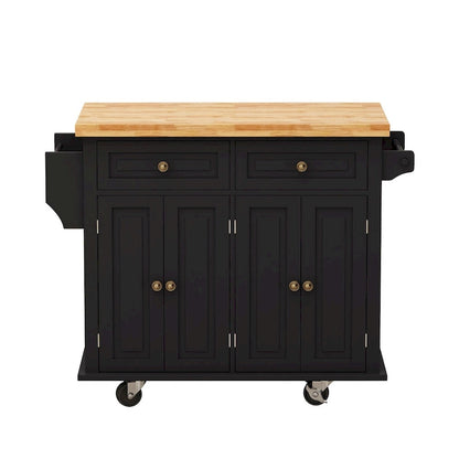 MDF Kitchen Cart with 4-Door and 2-Drawers, Spice Rack, Towel Rack