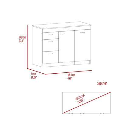 Grecia Kitchen Base Cabinet,Three Drawers, Two Internal Shelves - N/A