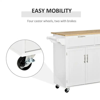 Mobile Wood Kitchen Island with Storage and Adjustable Shelves - N/A