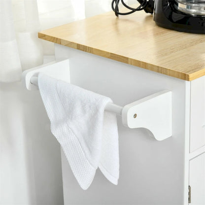 Mobile Wood Kitchen Island with Storage and Adjustable Shelves - N/A