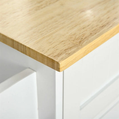 Mobile Wood Kitchen Island with Storage and Adjustable Shelves - N/A