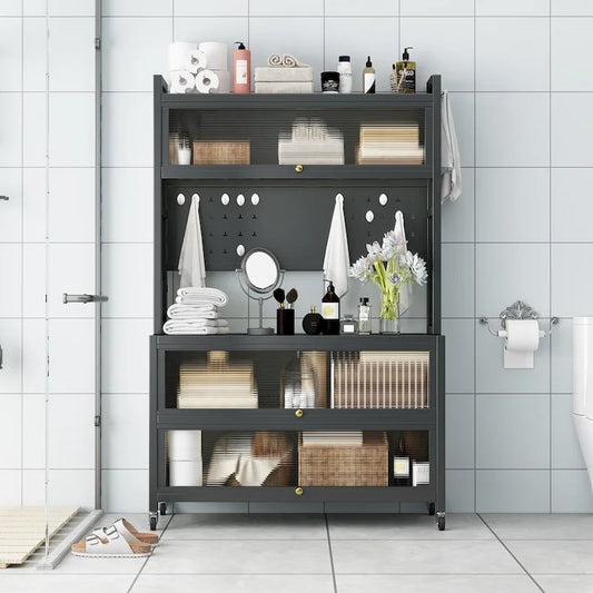 Kitchen Storage Cabinets with wheels - Bakers Rack Countertop, Microwave Oven Shelf Cabinet, Storage Organizer