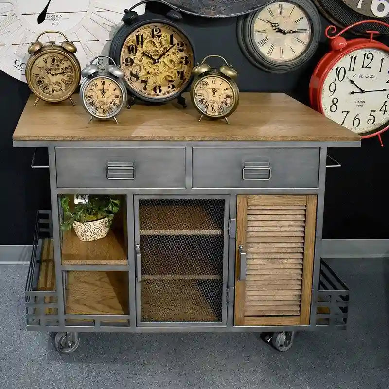 Jaxon Kitchen Island Antiqued Steel - N/A