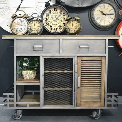Jaxon Kitchen Island Antiqued Steel - N/A