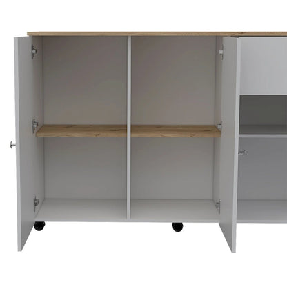 2-Drawer 2-Shelf Kitchen Island White and Pine