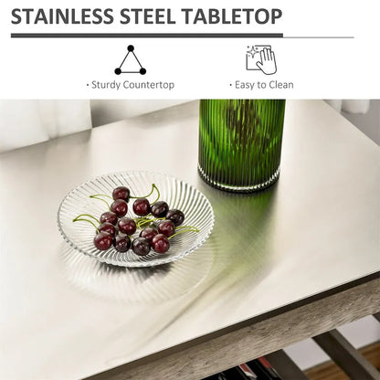 Rolling Kitchen Cart with Stainless Steel Countertop