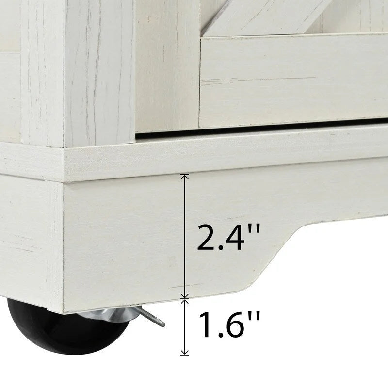 Farmhouse Kitchen Island with Power Outlet, Rolling Kitchen Cart with Drop Leaf