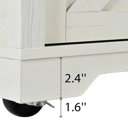 Farmhouse Kitchen Island with Power Outlet, Rolling Kitchen Cart with Drop Leaf