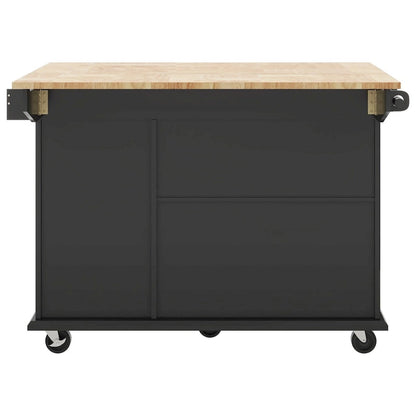 Kitchen Island with Drop Leaf,with Spice Rack, Towel Rack