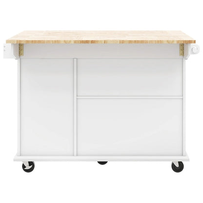 Kitchen Island with Drop Leaf,with Spice Rack, Towel Rack