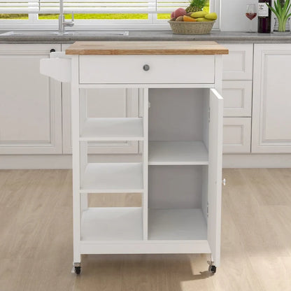 Kitchen Rolling Trolley Cart with Adjustable Shelves and Towel Rack