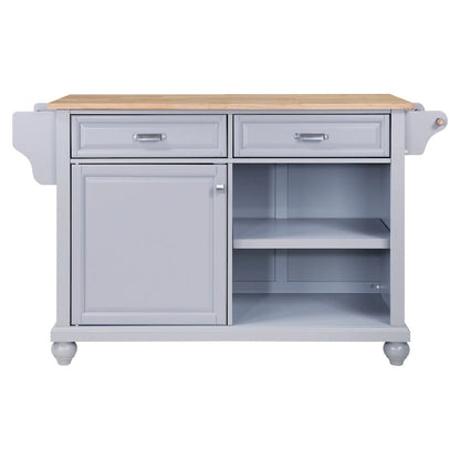 Cambridge Natural Wood Top Kitchen Island with Storage, Easy-Glide Drawers and Heavy-Duty Casters