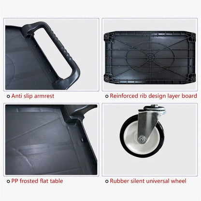 3 Layer Thickened Plastic Mobile Kitchen Cart with Metal Frame