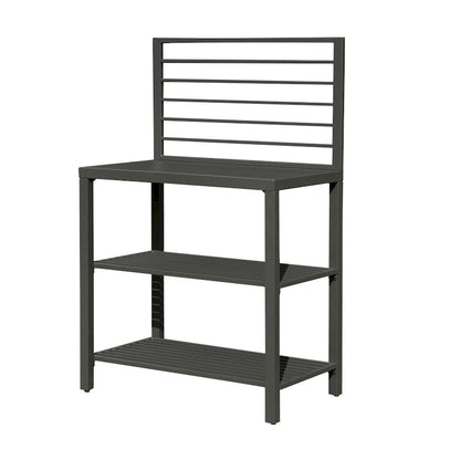 Outdoor Kitchen Island with Storage,Aluminum Kitchen Storage Island Kitchen Food Prep Table with Double Storage Rack
