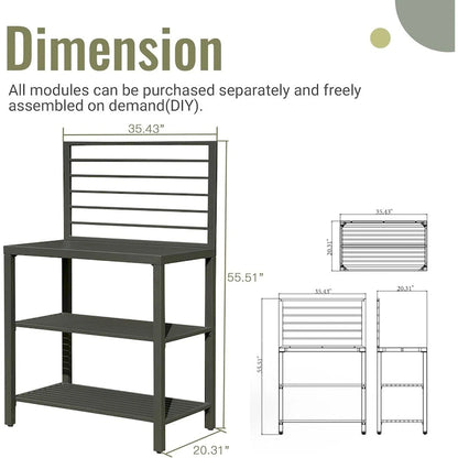 Outdoor Kitchen Island with Storage,Aluminum Kitchen Storage Island Kitchen Food Prep Table with Double Storage Rack