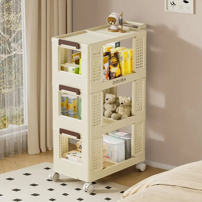 Mieres Slim Rolling Storage Cart, 4 Tiers Bathroom Organizer Utility Cart, Mobile Shelving Utility Rolling Cart