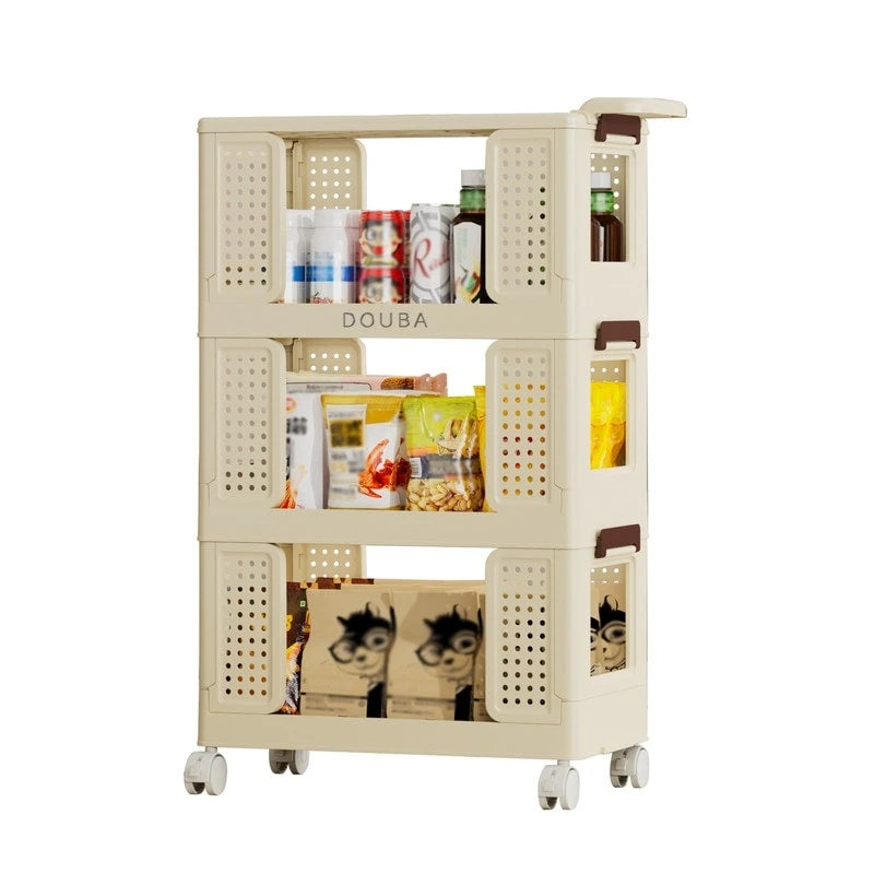 Mieres Slim Rolling Storage Cart, 4 Tiers Bathroom Organizer Utility Cart, Mobile Shelving Utility Rolling Cart