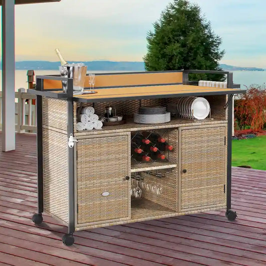 Moasis 54.3 Wicker Bar Cart