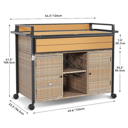 Moasis 54.3 Wicker Bar Cart