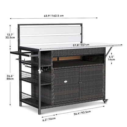 Moasis 54.3 Wicker Bar Cart