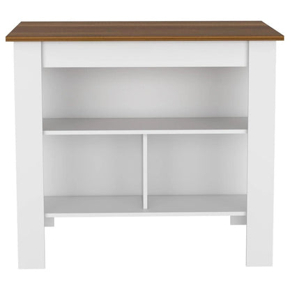 Sierra 7-Shelf 4-Door 2-piece Kitchen Set, Upper Wall Cabinet and Kitchen Island White and Light Oak
