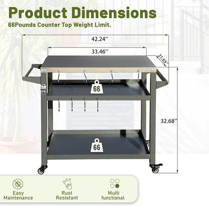 Grill Cart Outdoor with Wheels