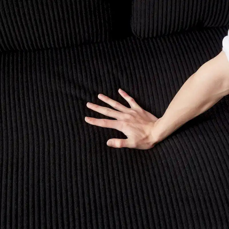 L-Shaped Comfortable Corduroy Combo Sofa with Pullout Bed and Storage