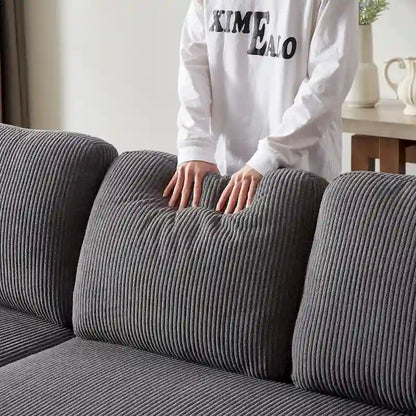 L-Shaped Comfortable Corduroy Combo Sofa with Pullout Bed and Storage