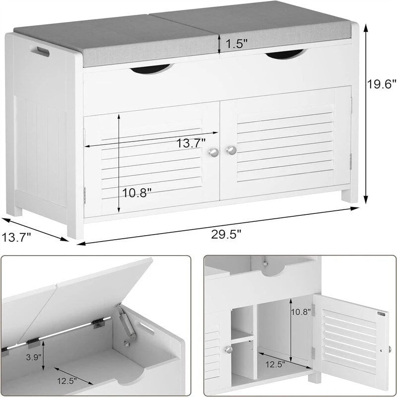Shoe Storage Bench - 13.78 D x 29.53 W x 19.69 H