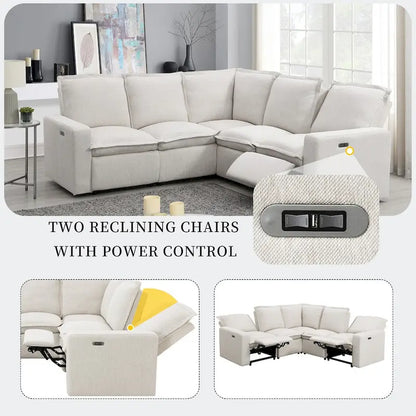 Power Recliner Chair L-Shaped Sectional Sofa, Home Theater Seating Soft Chair