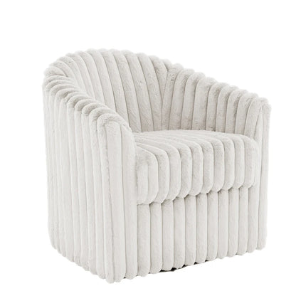 Faux Rabbit Fur Accent Chair 360-degree Swivel Barrel Chairs Set of 2