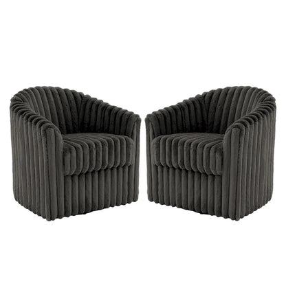 Faux Rabbit Fur Accent Chair 360-degree Swivel Barrel Chairs Set of 2