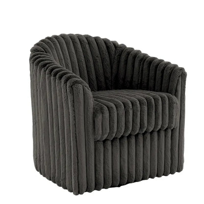 Faux Rabbit Fur Accent Chair 360-degree Swivel Barrel Chairs Set of 2