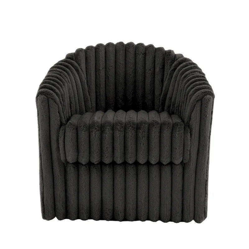 Faux Rabbit Fur Accent Chair 360-degree Swivel Barrel Chairs Set of 2