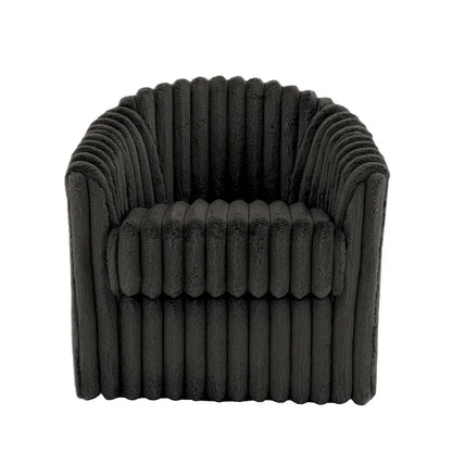Faux Rabbit Fur Accent Chair 360-degree Swivel Barrel Chairs Set of 2