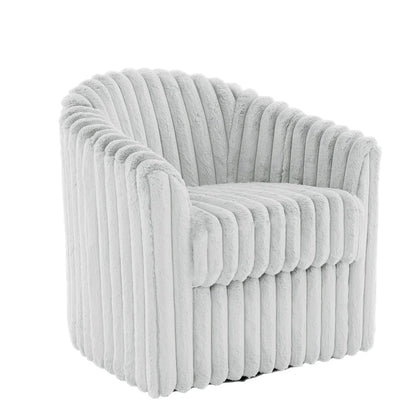 Faux Rabbit Fur Accent Chair 360-degree Swivel Barrel Chairs Set of 2