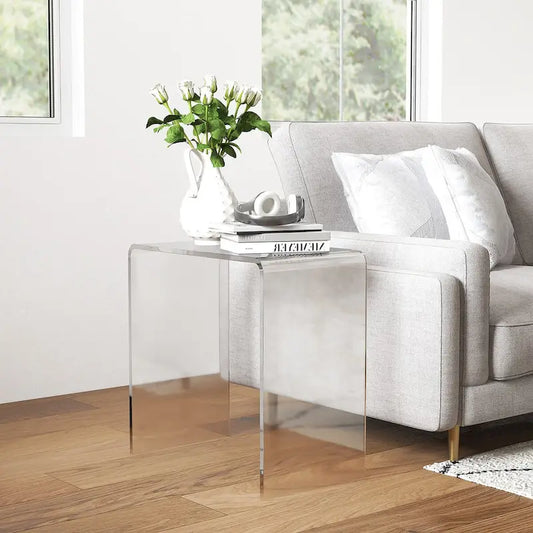 21  Long Rectangle All Acrylic 15mm Thick Waterfall Coffee Table