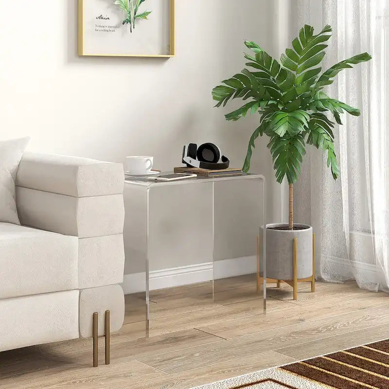 21  Long Rectangle All Acrylic 15mm Thick Waterfall Coffee Table