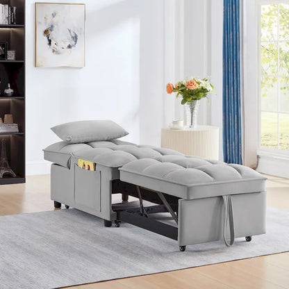 Convertible Recliners with Adjustable Backrest, Pillows and Pockets