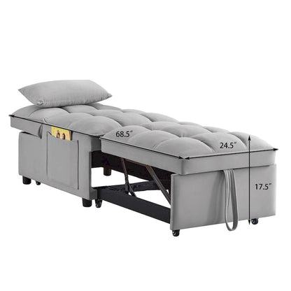 Convertible Recliners with Adjustable Backrest, Pillows and Pockets