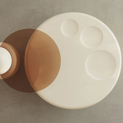 Nesting 42  Modern Round Creamy White Coffee Table, 2 pieces for Living Room - 62