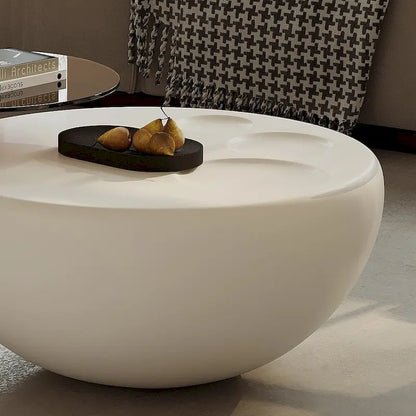 Nesting 42  Modern Round Creamy White Coffee Table, 2 pieces for Living Room - 62